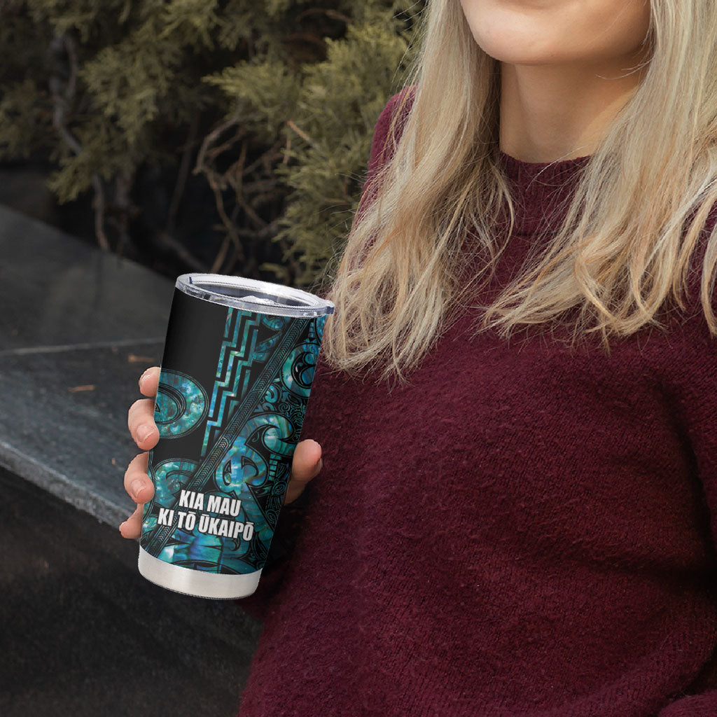 Maori Language Week Personalised Tumbler Cup Kia Mau Ki To Ukaipo Paua Shell Color