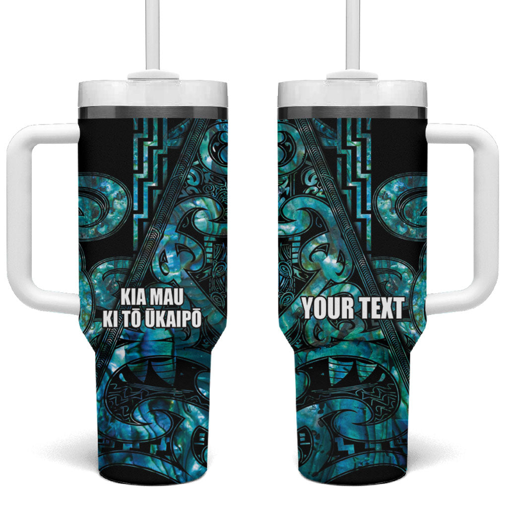 Maori Language Week Personalised Tumbler With Handle Kia Mau Ki To Ukaipo Paua Shell Color