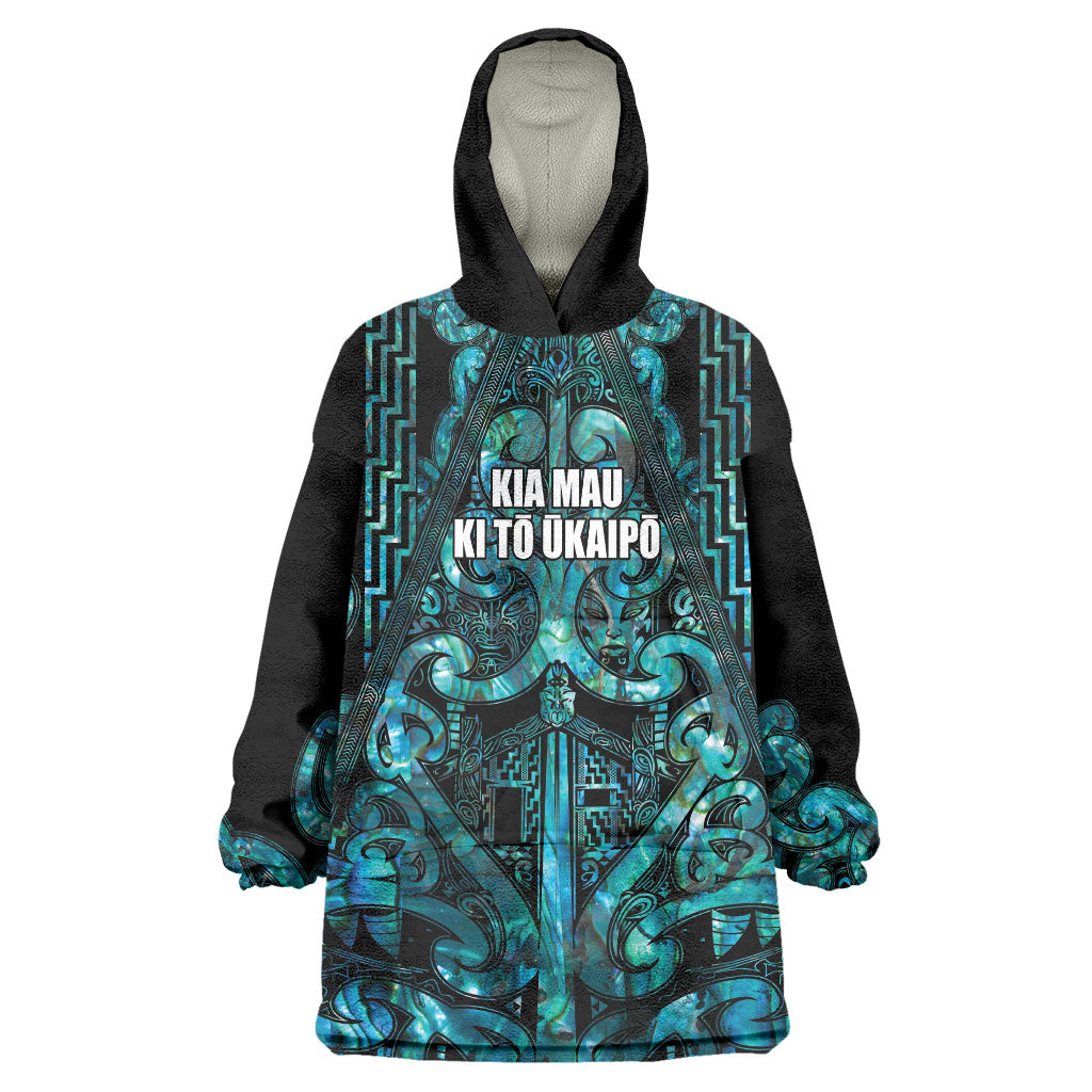 Maori Language Week Personalised Wearable Blanket Hoodie Kia Mau Ki To Ukaipo Paua Shell Color