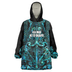 Maori Language Week Personalised Wearable Blanket Hoodie Kia Mau Ki To Ukaipo Paua Shell Color
