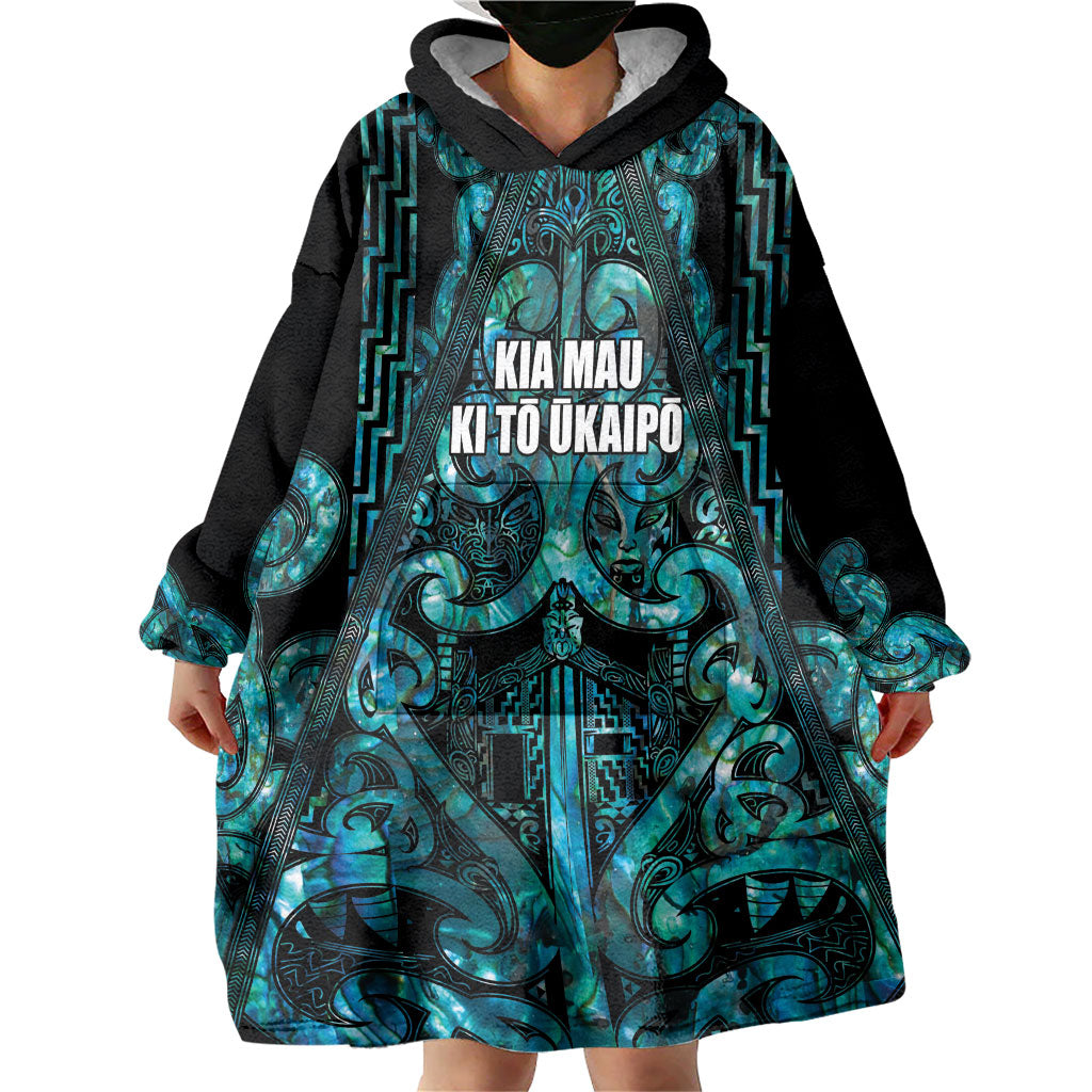 Maori Language Week Personalised Wearable Blanket Hoodie Kia Mau Ki To Ukaipo Paua Shell Color