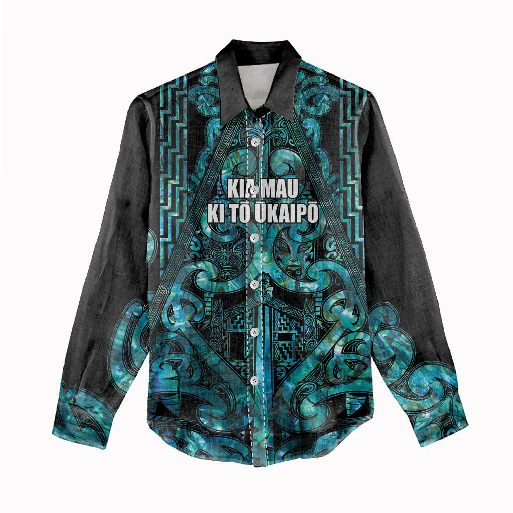 Maori Language Week Personalised Women Casual Shirt Kia Mau Ki To Ukaipo Paua Shell Color