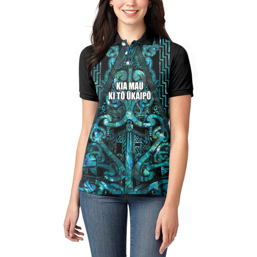 Maori Language Week Personalised Women Polo Shirt Kia Mau Ki To Ukaipo Paua Shell Color