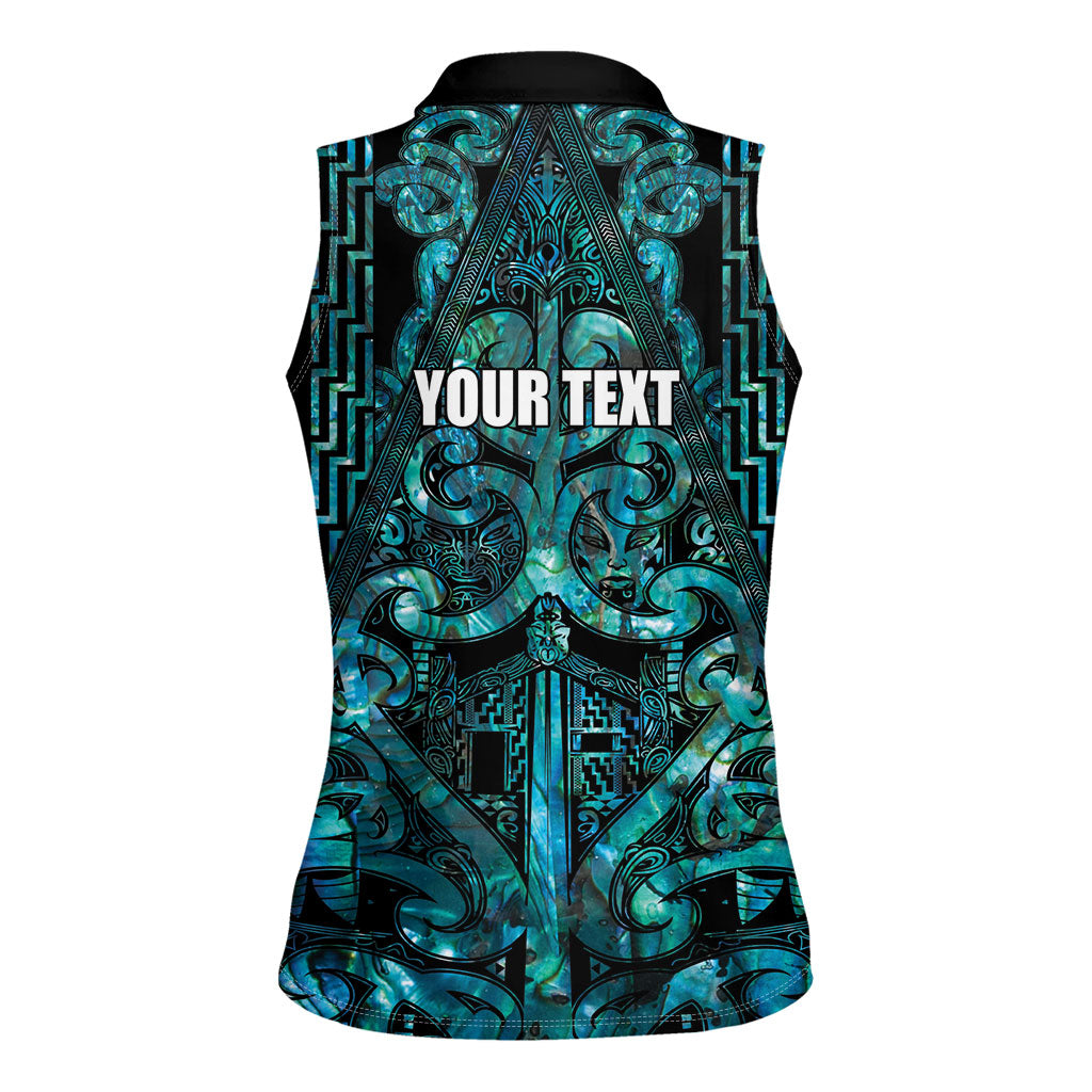 Maori Language Week Personalised Women Sleeveless Polo Shirt Kia Mau Ki To Ukaipo Paua Shell Color