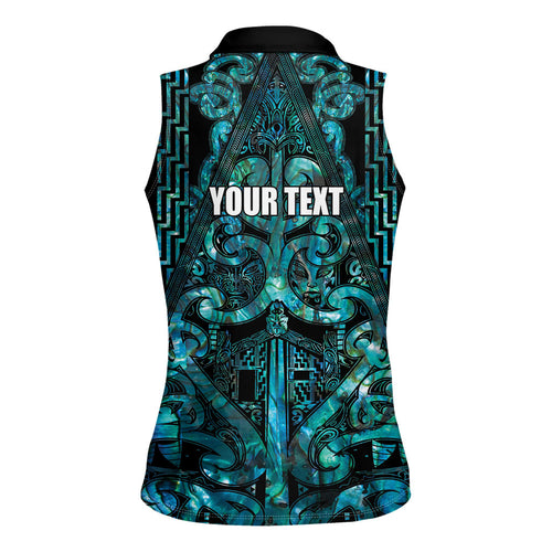 Maori Language Week Personalised Women Sleeveless Polo Shirt Kia Mau Ki To Ukaipo Paua Shell Color