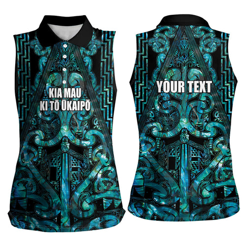 Maori Language Week Personalised Women Sleeveless Polo Shirt Kia Mau Ki To Ukaipo Paua Shell Color