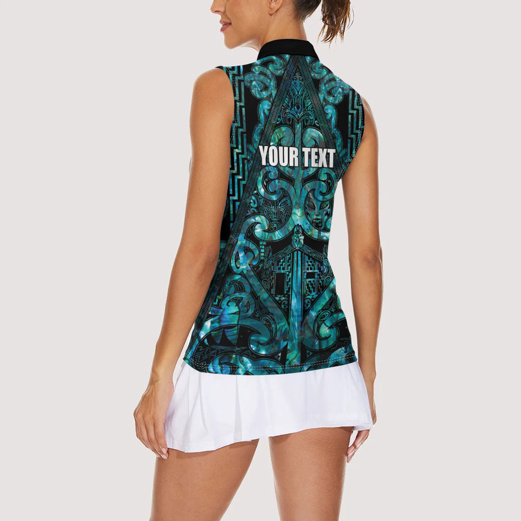 Maori Language Week Personalised Women Sleeveless Polo Shirt Kia Mau Ki To Ukaipo Paua Shell Color