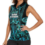 Maori Language Week Personalised Women Sleeveless Polo Shirt Kia Mau Ki To Ukaipo Paua Shell Color