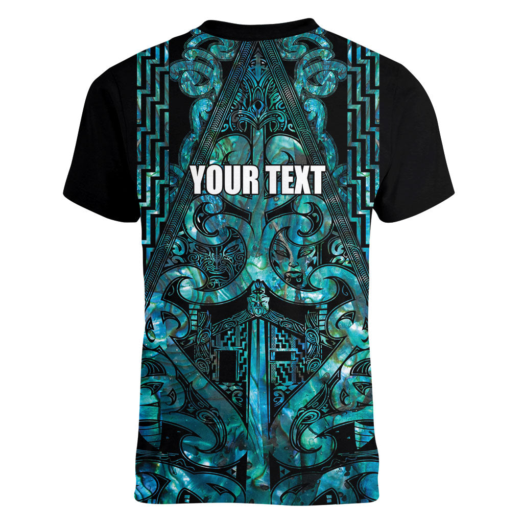 Maori Language Week Personalised Women V-Neck T-Shirt Kia Mau Ki To Ukaipo Paua Shell Color