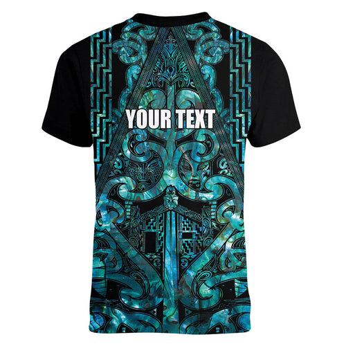 Maori Language Week Personalised Women V-Neck T-Shirt Kia Mau Ki To Ukaipo Paua Shell Color