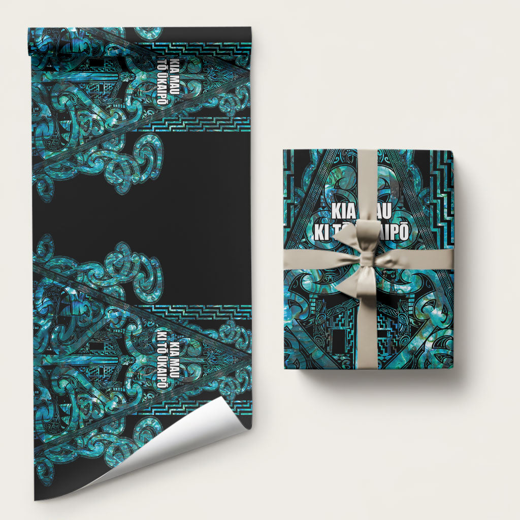 Maori Language Week Wrapping Paper Kia Mau Ki To Ukaipo Paua Shell Color