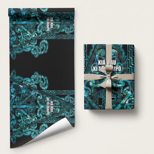 Maori Language Week Wrapping Paper Kia Mau Ki To Ukaipo Paua Shell Color
