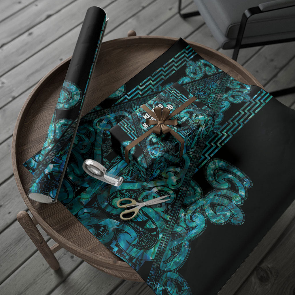Maori Language Week Wrapping Paper Kia Mau Ki To Ukaipo Paua Shell Color