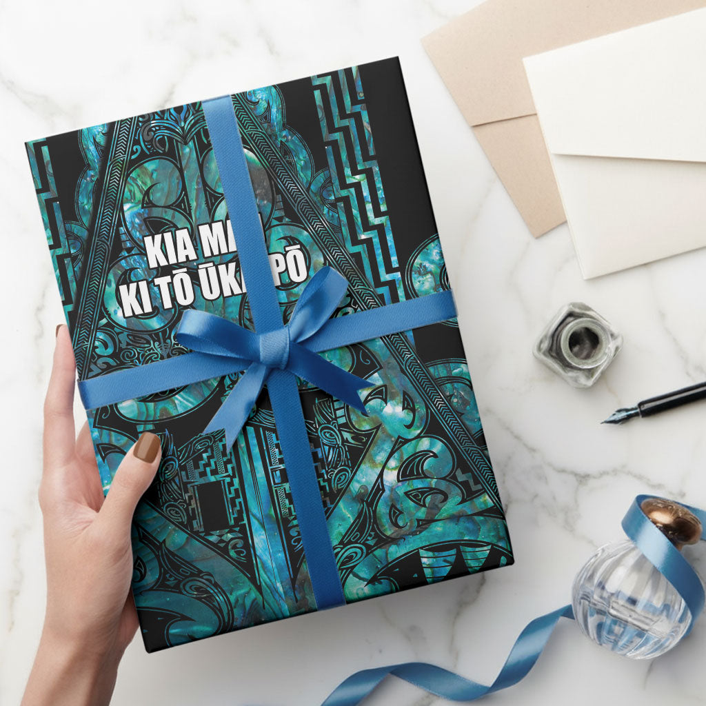 Maori Language Week Wrapping Paper Kia Mau Ki To Ukaipo Paua Shell Color
