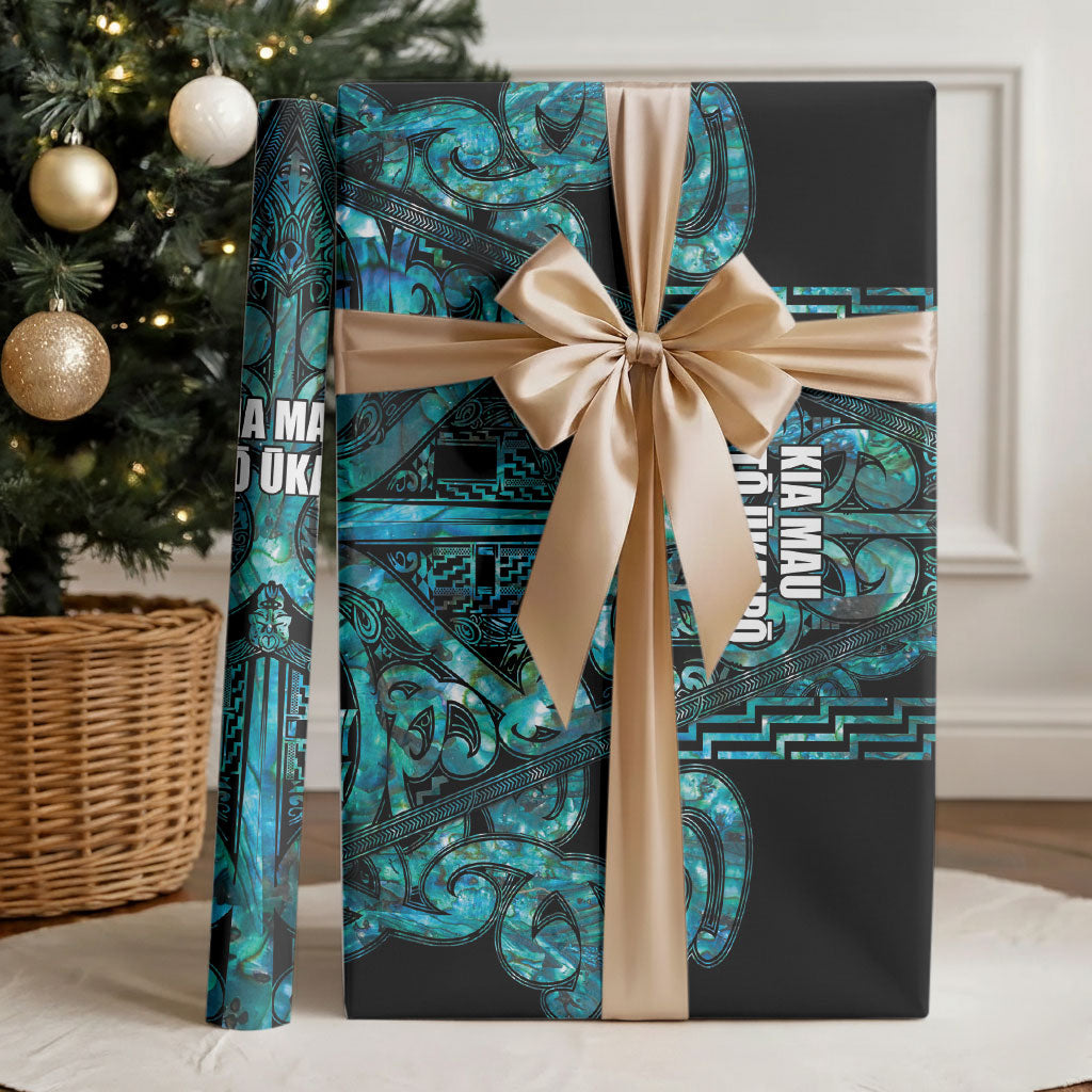 Maori Language Week Wrapping Paper Kia Mau Ki To Ukaipo Paua Shell Color