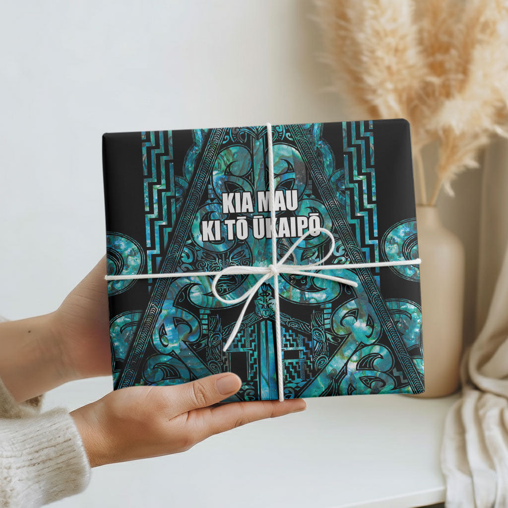 Maori Language Week Wrapping Paper Kia Mau Ki To Ukaipo Paua Shell Color