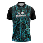Maori Language Week Personalised Zipper Polo Shirt Kia Mau Ki To Ukaipo Paua Shell Color