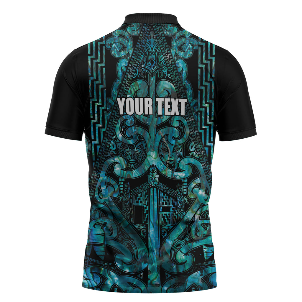 Maori Language Week Personalised Zipper Polo Shirt Kia Mau Ki To Ukaipo Paua Shell Color