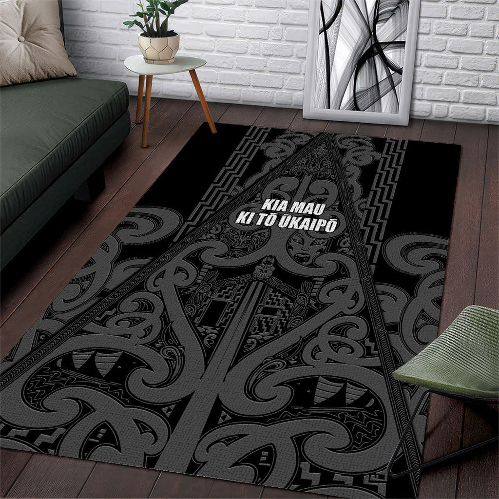 Maori Language Week Area Rug Kia Mau Ki To Ukaipo Grey Color