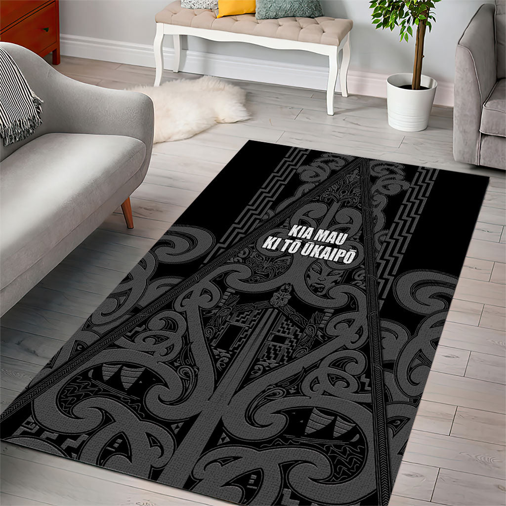Maori Language Week Area Rug Kia Mau Ki To Ukaipo Grey Color