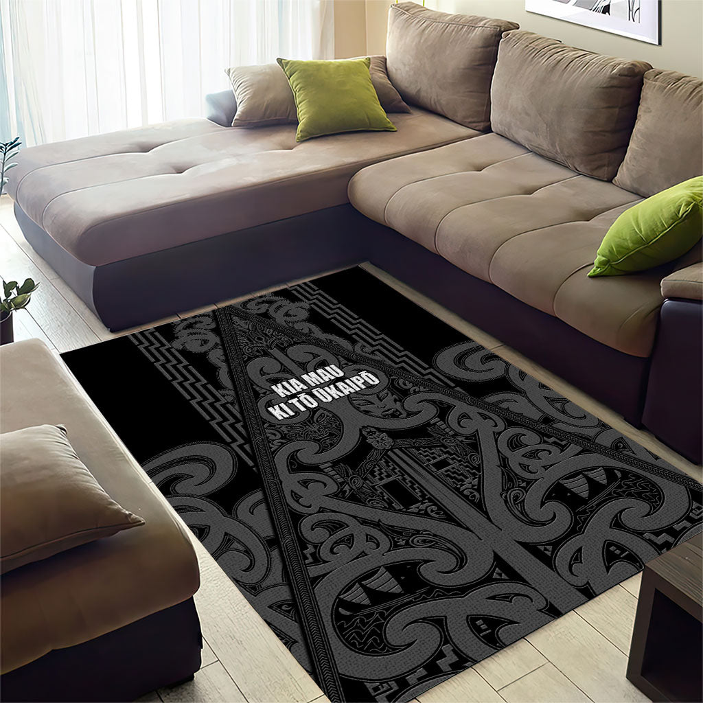 Maori Language Week Area Rug Kia Mau Ki To Ukaipo Grey Color