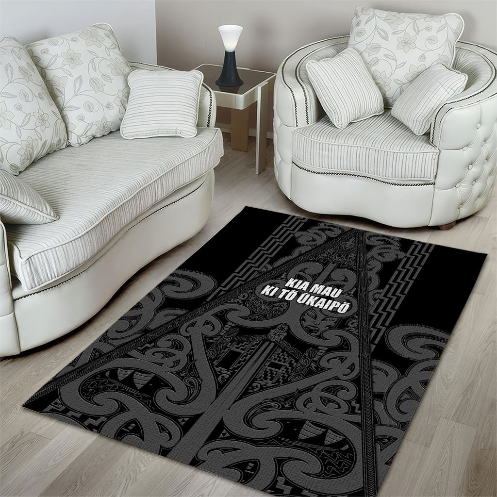 Maori Language Week Area Rug Kia Mau Ki To Ukaipo Grey Color