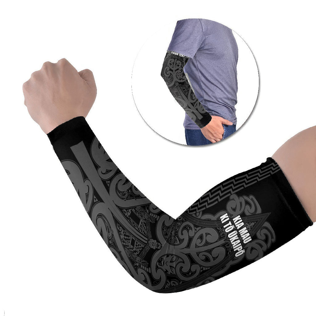 Maori Language Week Personalised Arm Sleeves Kia Mau Ki To Ukaipo Grey Color