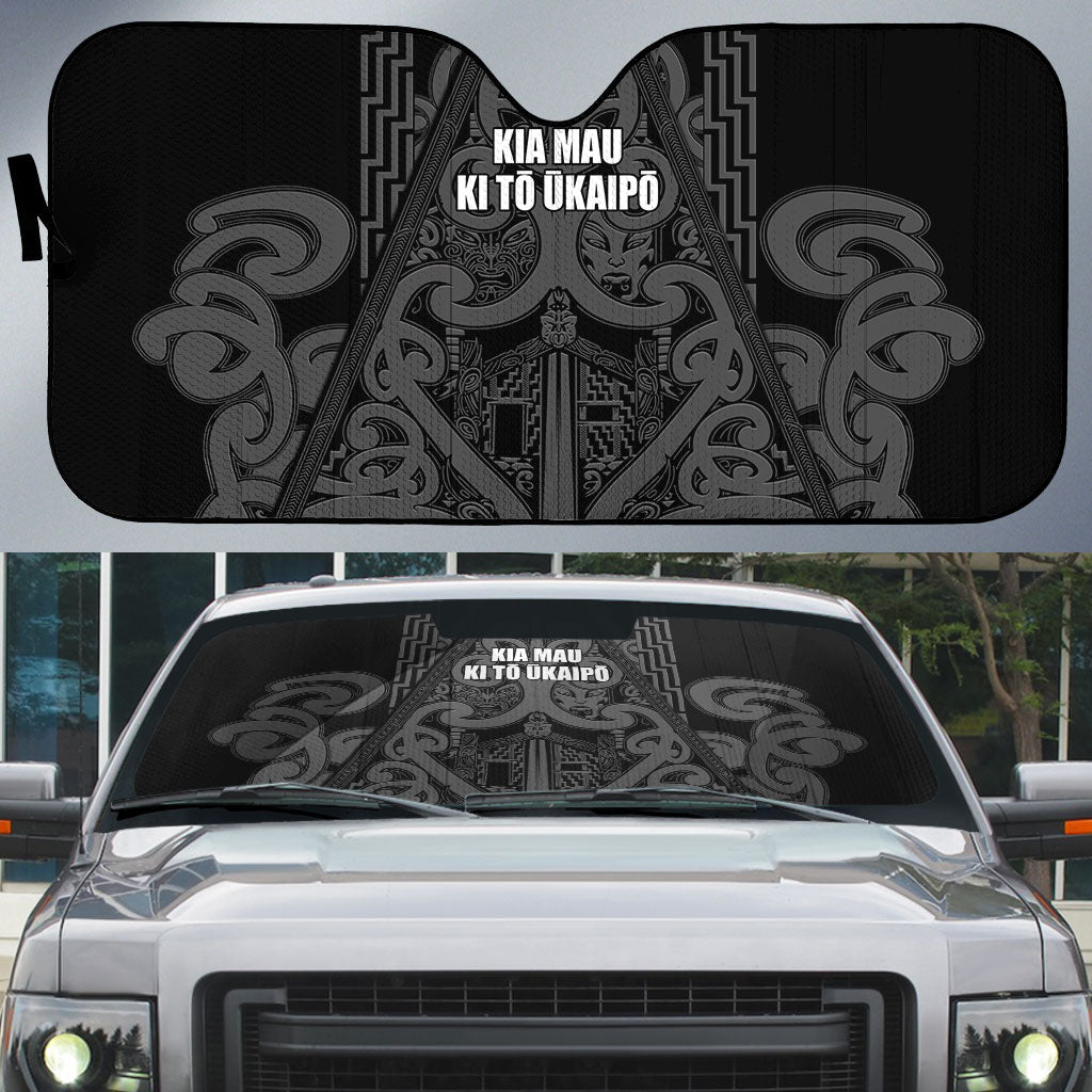 Maori Language Week Auto Sun Shade Kia Mau Ki To Ukaipo Grey Color