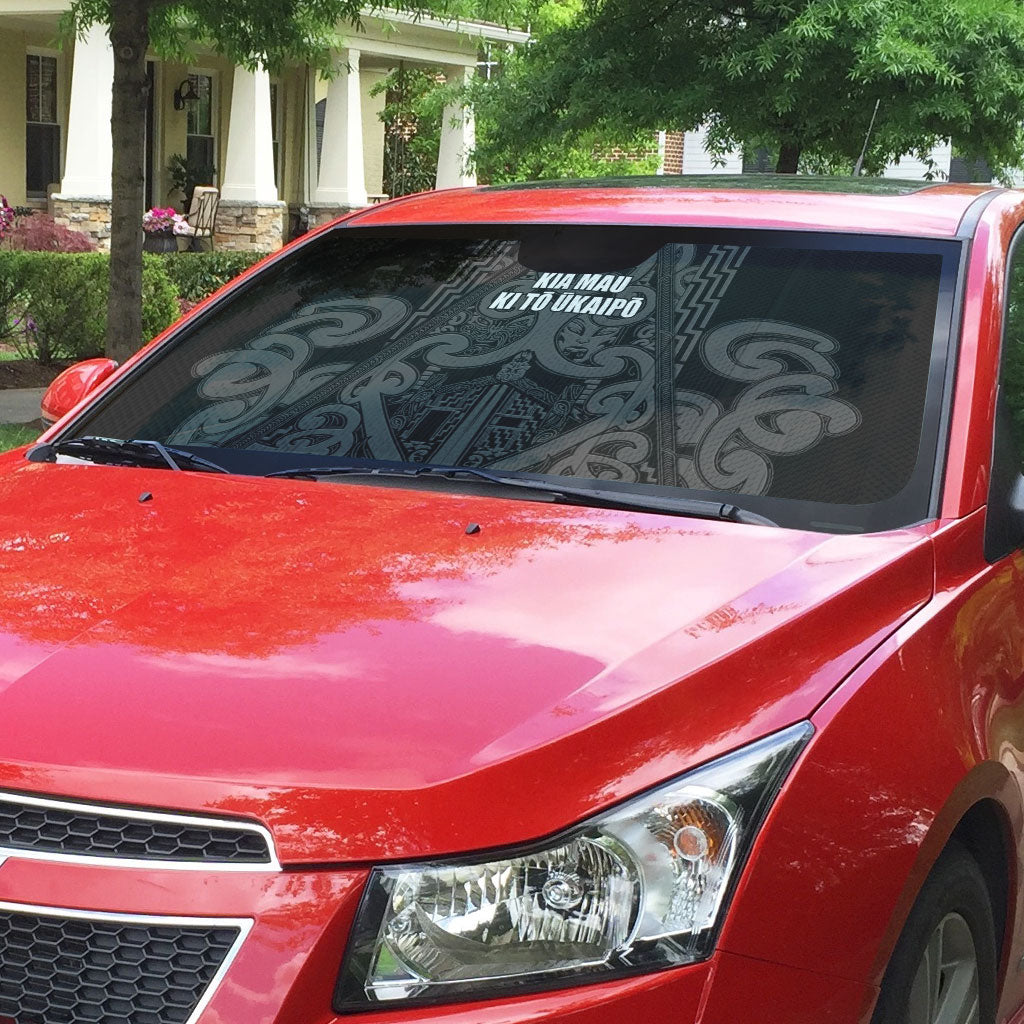 Maori Language Week Auto Sun Shade Kia Mau Ki To Ukaipo Grey Color