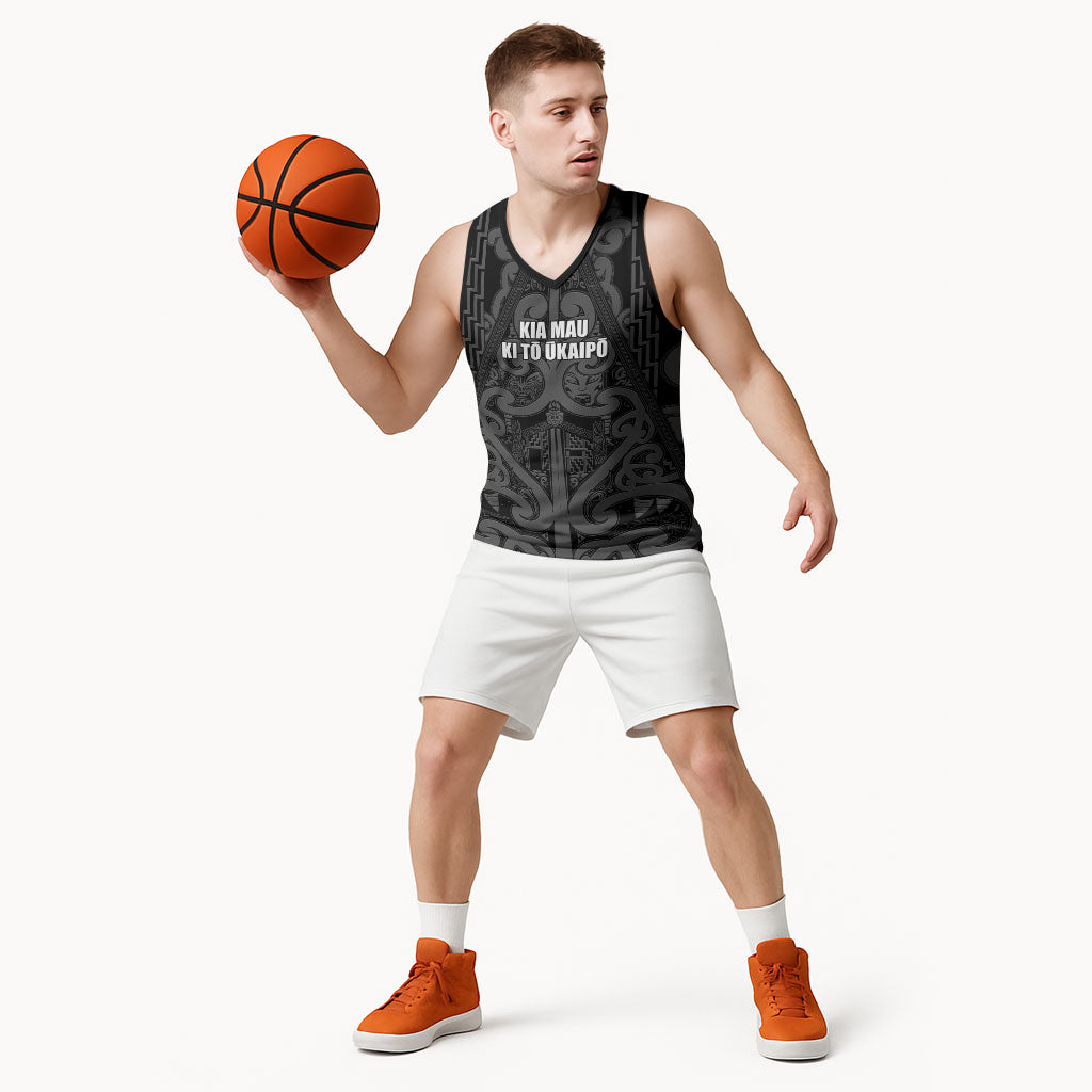 Maori Language Week Personalised Basketball Jersey Kia Mau Ki To Ukaipo Grey Color