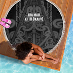 Maori Language Week Beach Blanket Kia Mau Ki To Ukaipo Grey Color