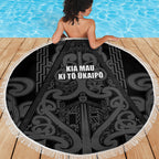 Maori Language Week Beach Blanket Kia Mau Ki To Ukaipo Grey Color