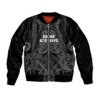 Maori Language Week Personalised Bomber Jacket Kia Mau Ki To Ukaipo Grey Color