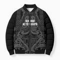 Maori Language Week Personalised Bomber Puffer Jacket Kia Mau Ki To Ukaipo Grey Color