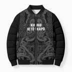 Maori Language Week Personalised Bomber Puffer Jacket Kia Mau Ki To Ukaipo Grey Color
