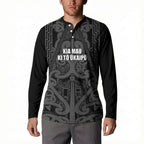 Maori Language Week Personalised Button Sweatshirt Kia Mau Ki To Ukaipo Grey Color