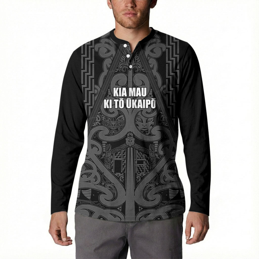 Maori Language Week Personalised Button Sweatshirt Kia Mau Ki To Ukaipo Grey Color