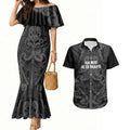 Maori Language Week Personalised Couples Matching Mermaid Dress and Hawaiian Shirt Kia Mau Ki To Ukaipo Grey Color