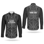 Maori Language Week Personalised Couples Matching Summer Maxi Dress and Long Sleeve Button Shirt Kia Mau Ki To Ukaipo Grey Color