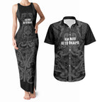 Maori Language Week Personalised Couples Matching Tank Maxi Dress and Hawaiian Shirt Kia Mau Ki To Ukaipo Grey Color