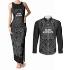 Maori Language Week Personalised Couples Matching Tank Maxi Dress and Long Sleeve Button Shirt Kia Mau Ki To Ukaipo Grey Color