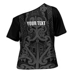 Maori Language Week Personalised Cross Shoulder Shirt Kia Mau Ki To Ukaipo Grey Color