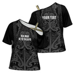Maori Language Week Personalised Cross Shoulder Shirt Kia Mau Ki To Ukaipo Grey Color