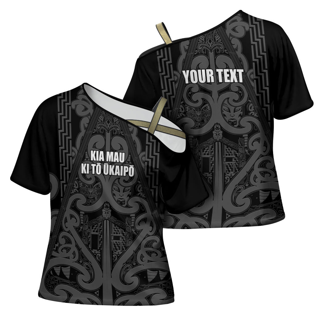 Maori Language Week Personalised Cross Shoulder Shirt Kia Mau Ki To Ukaipo Grey Color