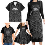 Maori Language Week Personalised Family Matching Long Sleeve Bodycon Dress and Hawaiian Shirt Kia Mau Ki To Ukaipo Grey Color