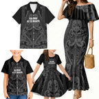 Maori Language Week Personalised Family Matching Mermaid Dress and Hawaiian Shirt Kia Mau Ki To Ukaipo Grey Color