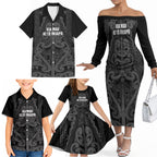 Maori Language Week Personalised Family Matching Off The Shoulder Long Sleeve Dress and Hawaiian Shirt Kia Mau Ki To Ukaipo Grey Color