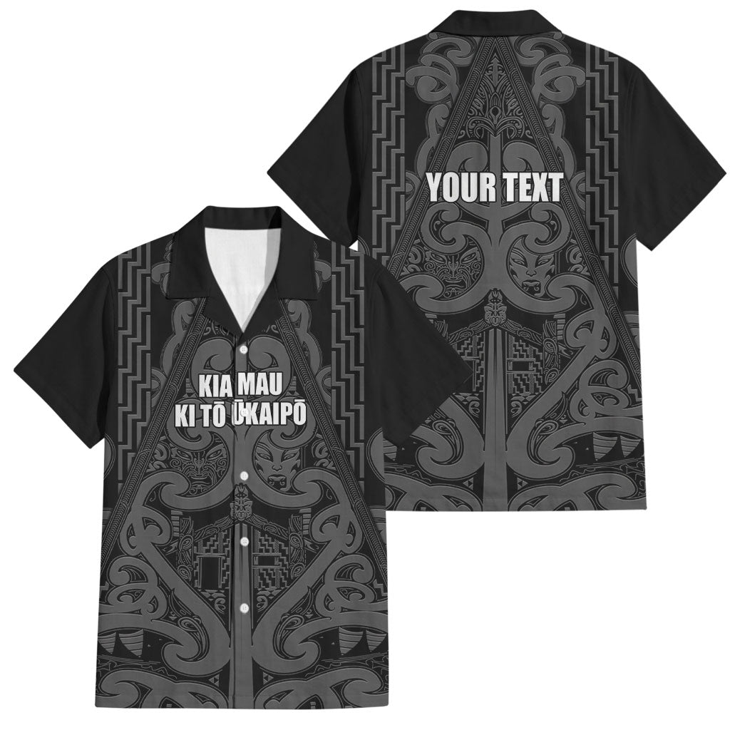 Maori Language Week Personalised Family Matching Off Shoulder Maxi Dress and Hawaiian Shirt Kia Mau Ki To Ukaipo Grey Color