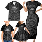 Maori Language Week Personalised Family Matching Short Sleeve Bodycon Dress and Hawaiian Shirt Kia Mau Ki To Ukaipo Grey Color