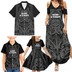 Maori Language Week Personalised Family Matching Summer Maxi Dress and Hawaiian Shirt Kia Mau Ki To Ukaipo Grey Color